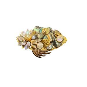 Vintage gold tone triad flower 3 1/2” mother of pearl petals